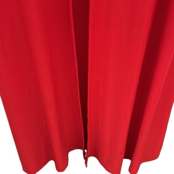 Red Venus Long Sleeve Jumpsuit With Open Front Skirt Overlay Strappy Neckline & - Picture 8 of 12